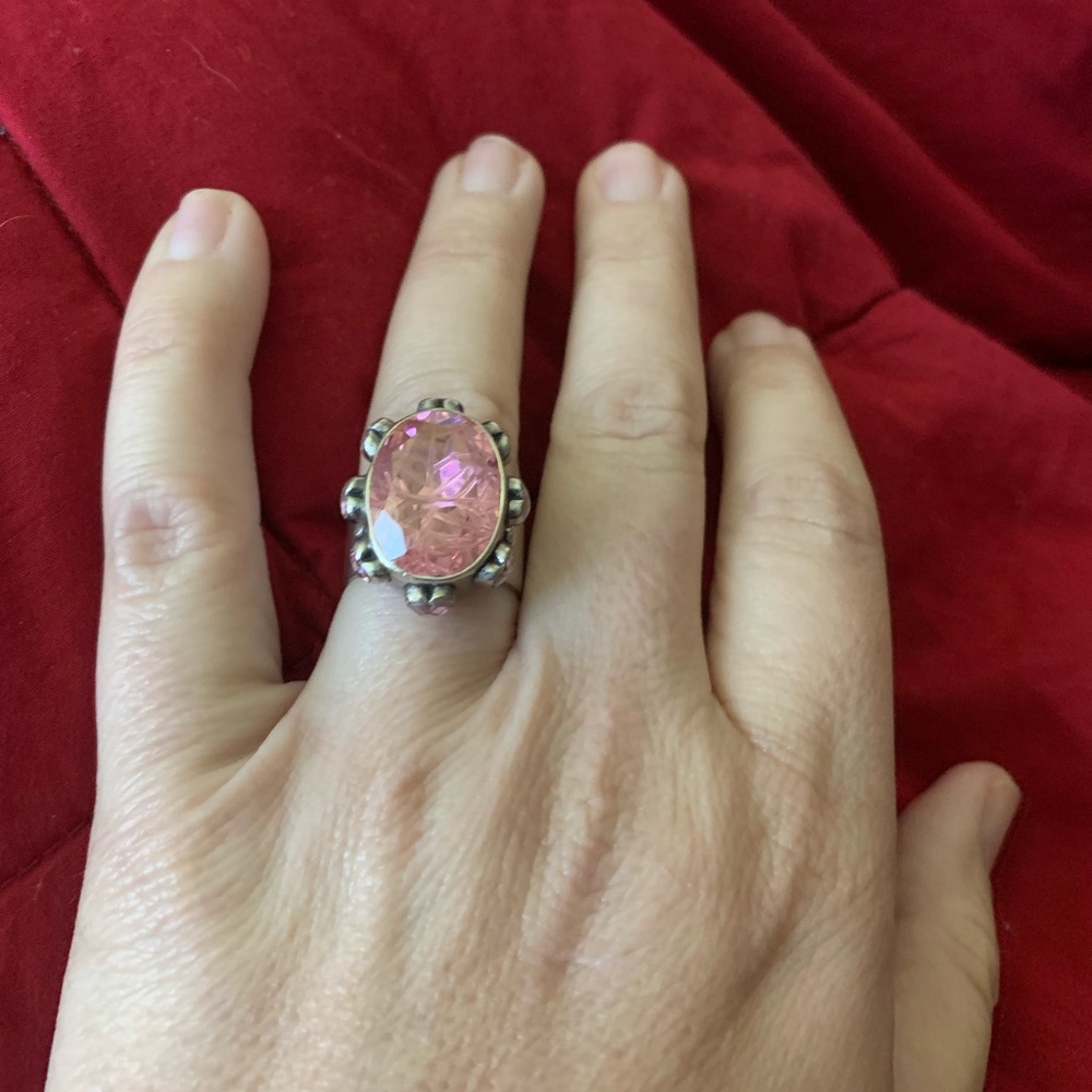 KumKum Sterling and Pink Zircon Size 7.5